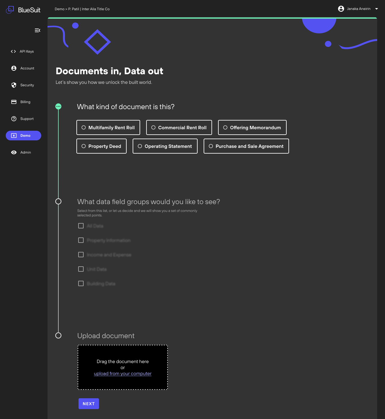 A dark mode UI showing a side bar, and a form in the main body