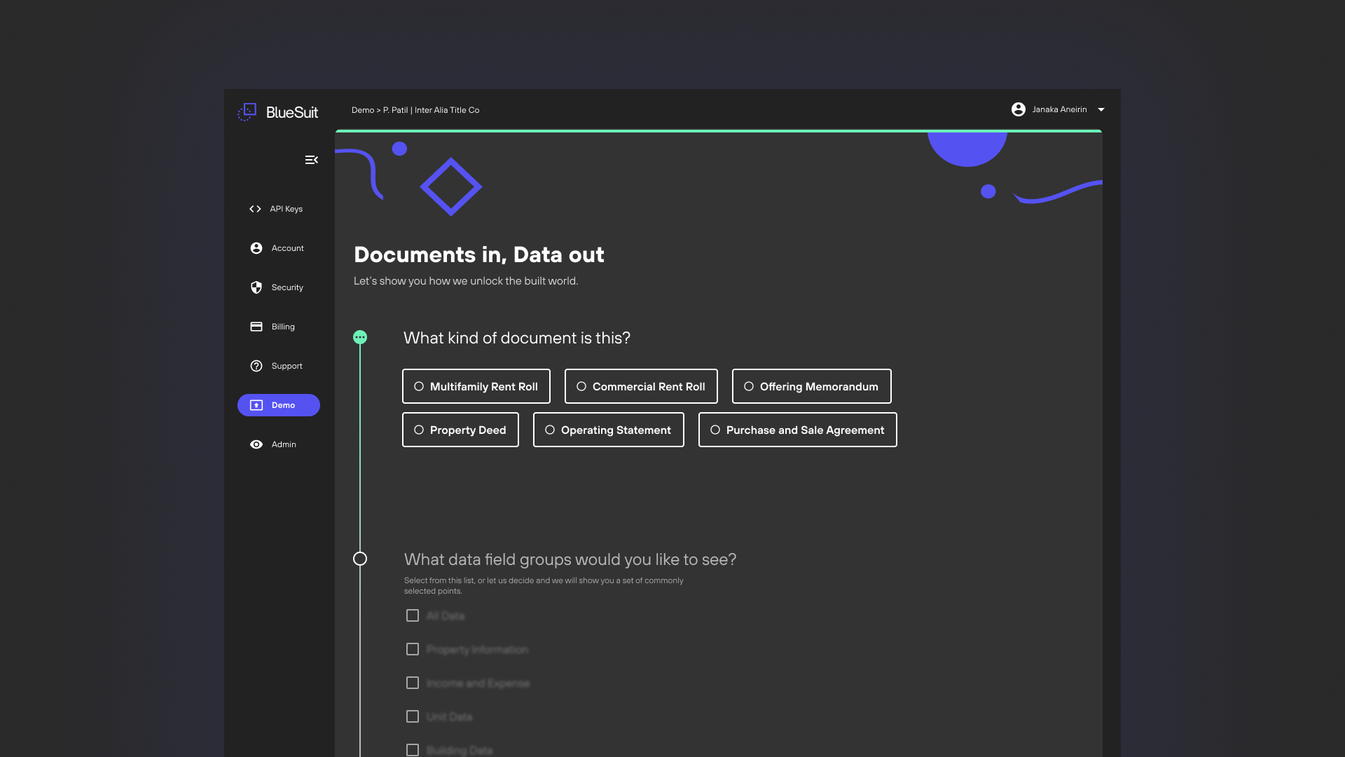 A dark mode UI showing a side bar, and a form in the main body